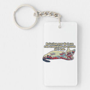 Angry cat meme for cat persons and cat lovers keychain