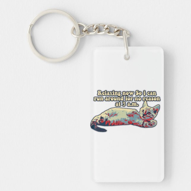 Angry cat meme for cat persons and cat lovers keychain (Front)