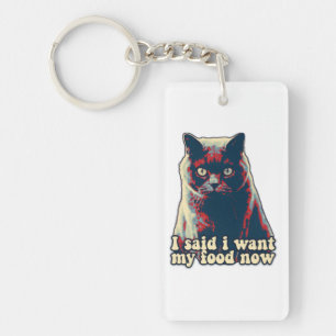 Angry cat meme for cat persons and cat owners keychain