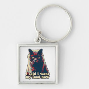 Angry cat meme for cat persons and cat owners keychain