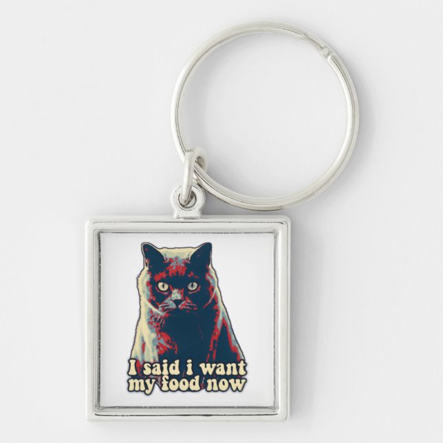 Angry cat meme for cat persons and cat owners keychain (Front)