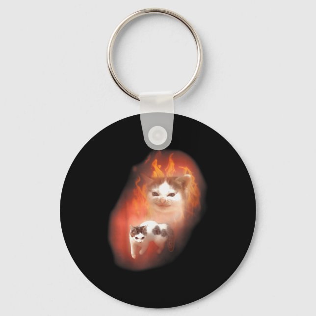 Angry Cat Meme Funny Silly Cat Kitten Lover Humour Keychain (Front)