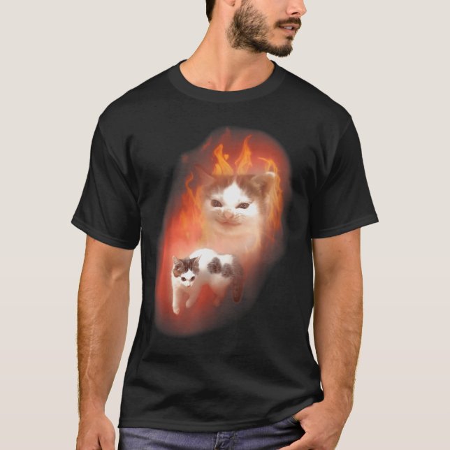 Angry Cat Meme Funny Silly Cat Kitten Lover Humour T-Shirt (Front)