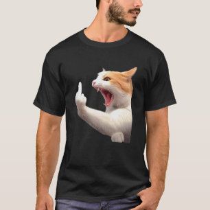 Angry Cat Middle Finger Meme Funny Catcore Tee for