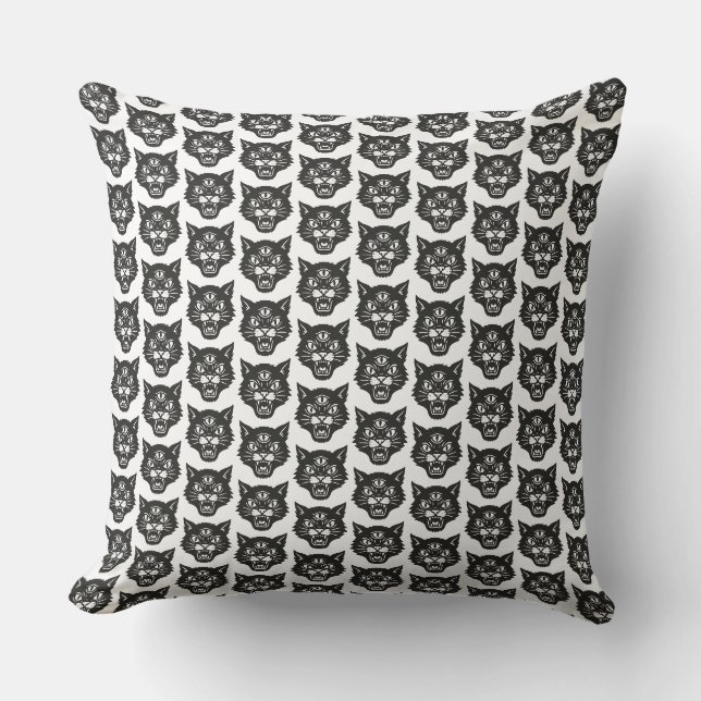 Angry Cat Throw Pillow (Front)