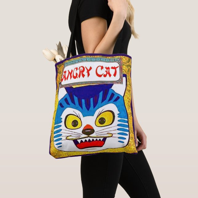 Angry Cat Tote Bag (Close Up)