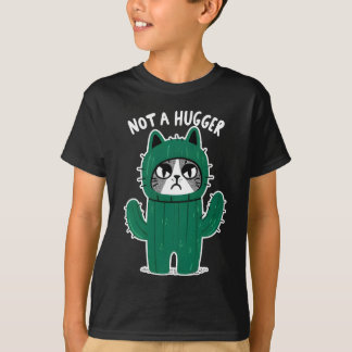 Angry Cat-Tus Funny Cat Not A Hugger Boy and Girl T-Shirt