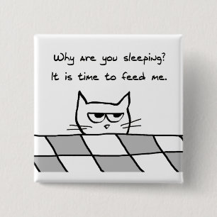 Angry Cat Wants You Out of Bed 2 Inch Square Button