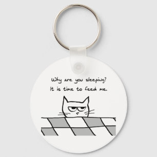 Angry Cat Wants You Out of Bed Keychain