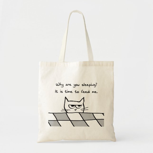 Angry Cat Wants You Out of Bed Tote Bag (Front)