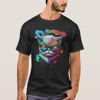 Angry Cat With Sunglasses Cat Lover friends T-Shirt