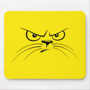 Angry Cat Yellow Face Mouse Pad