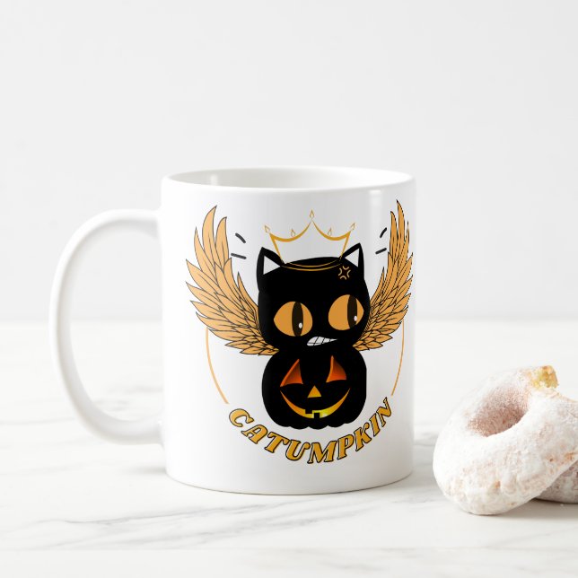 ANGRY CATUMPKIN QUEEN  COFFEE MUG (With Donut)