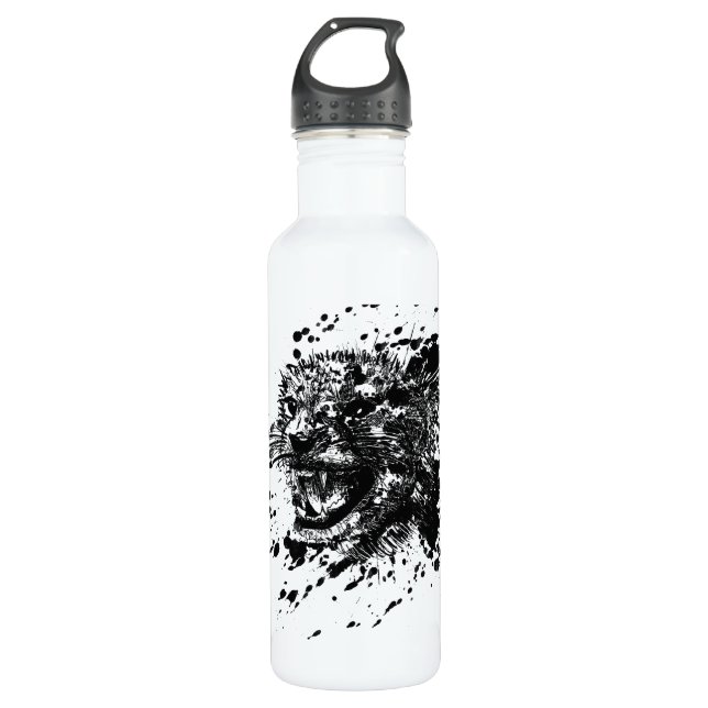 Angry Cheetah in Black Splash Pick Your Background 710 Ml Water Bottle (Front)