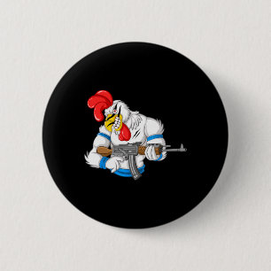 Angry Chicken Cartoon Weapon Rooster Funny Gun Far 2 Inch Round Button