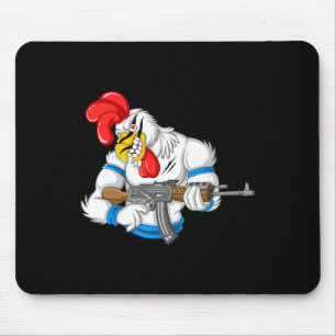 Angry Chicken Cartoon Weapon Rooster Funny Gun Far Mouse Pad
