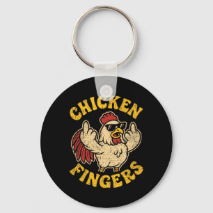 Angry Chicken Flipping Off Middle Fingers Pun Cluc Keychain
