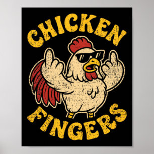 Angry Chicken Flipping Off Middle Fingers Pun Cluc Poster