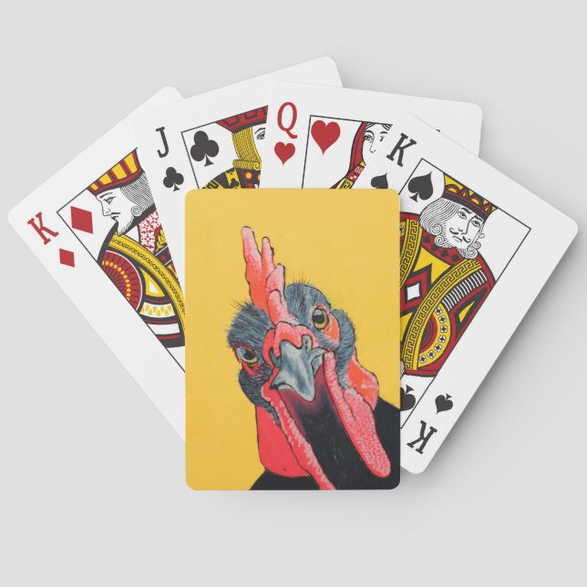 Angry chicken in yellow playing cards (Back)