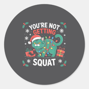 Angry Christmas Cat You're Not Getting Squat Holid Classic Round Sticker