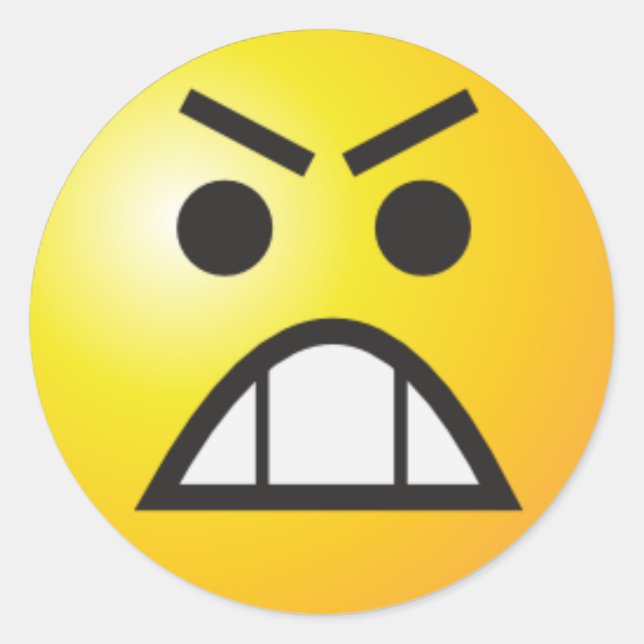 angry classic round sticker (Front)