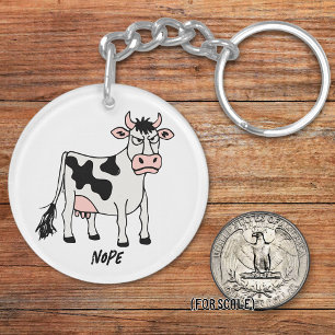 Angry Cow Drawing Sarcastic Phrase Bag Charm Keychain