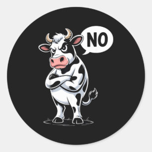 Angry Cow No - Funny Cow Lover Dairy Farmer  Classic Round Sticker