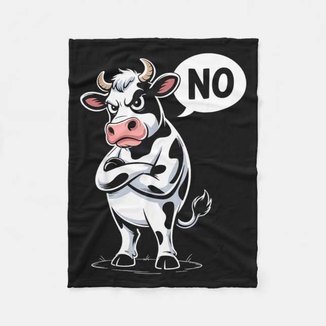 Angry Cow No - Funny Cow Lover Dairy Farmer  Fleece Blanket (Front)