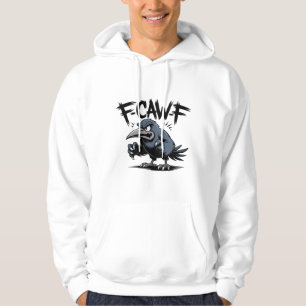 Angry Crow “F-CAW-F ” – Edgy Cartoon Bird Design Hoodie