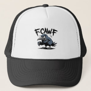 Angry Crow “F-CAW-F ” – Edgy Cartoon Bird Design Trucker Hat
