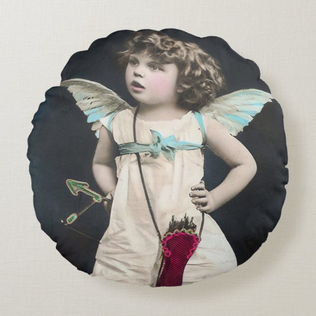 Angry Cupid Round Pillow (Front)
