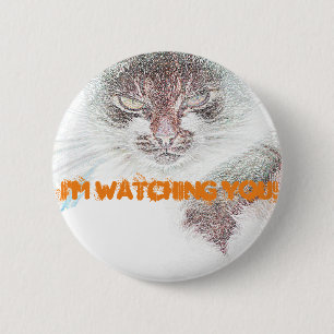 Angry Cute Cate Face Sketch 2 Inch Round Button