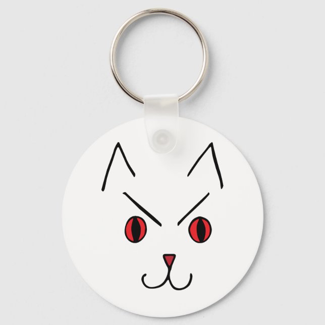 Angry Demon Cat Keychain (Front)