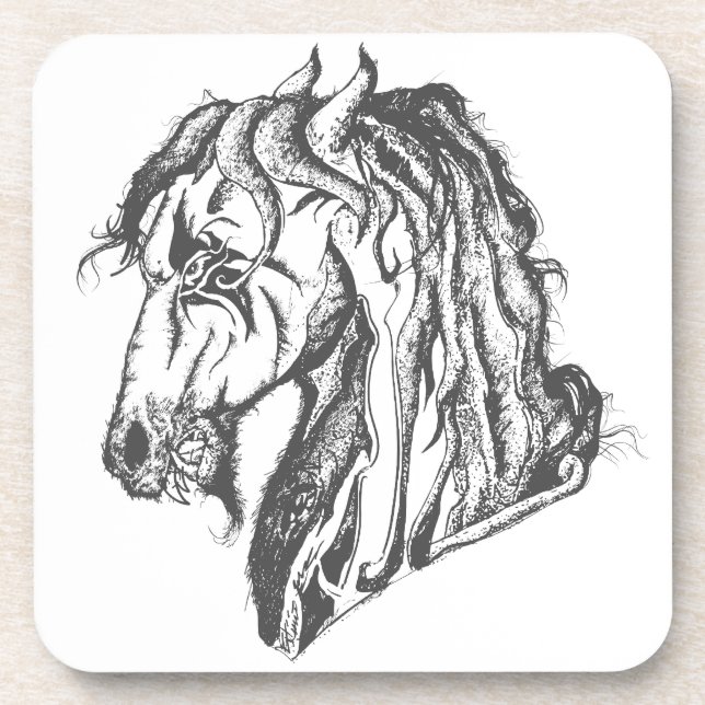 Angry Devil Horse in Black Coaster (Front)