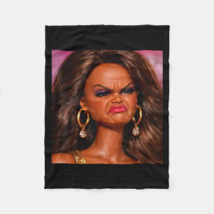 Angry disgusted black doll face meme reaction gen fleece blanket