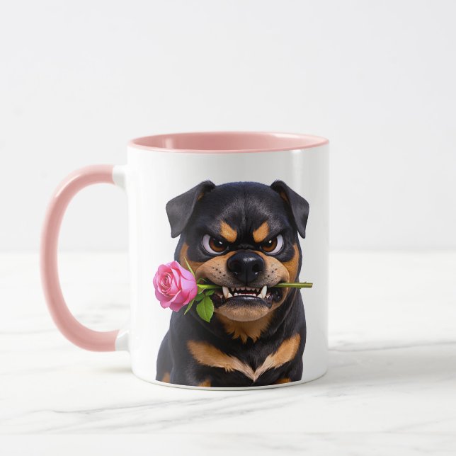 Angry Dog with Rose  Mug (Left)