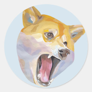 Angry Doge Shibe Classic Round Sticker