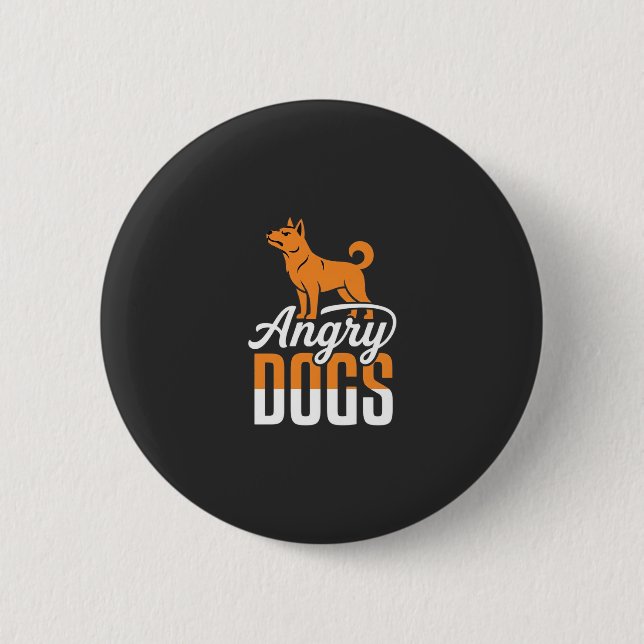 Angry Dogs Vector Mascot 2 Inch Round Button (Front)