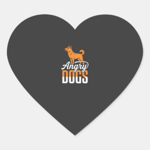 Angry Dogs Vector Mascot Heart Sticker