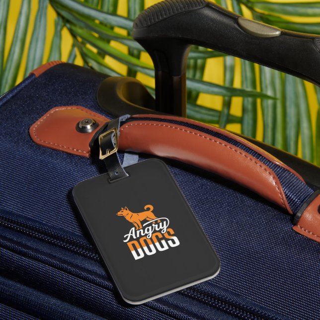 Angry Dogs Vector Mascot Luggage Tag (Front Insitu 1)