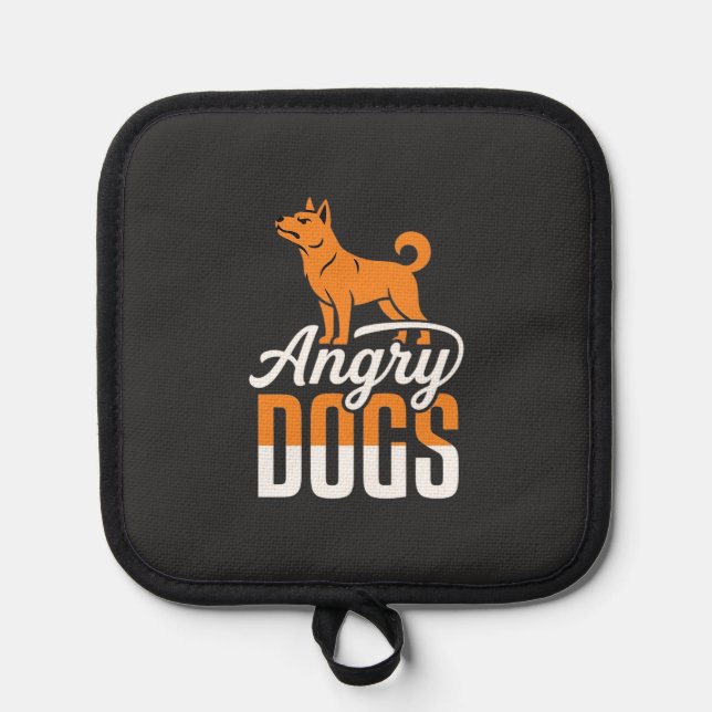 Angry Dogs Vector Mascot Pot Holder (Front)