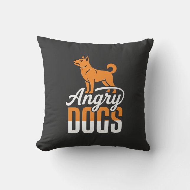 Angry Dogs Vector Mascot Throw Pillow (Front)