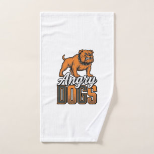 Angry Dogs Vintage Bulldog Typography Design_1 Hand Towel