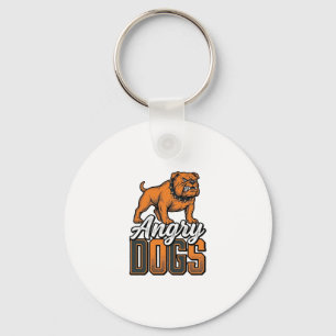 Angry Dogs Vintage Bulldog Typography Design_1 Keychain
