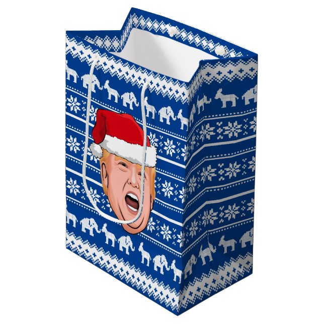 Angry Donald Trump Christmas Medium Gift Bag (Front Angled)