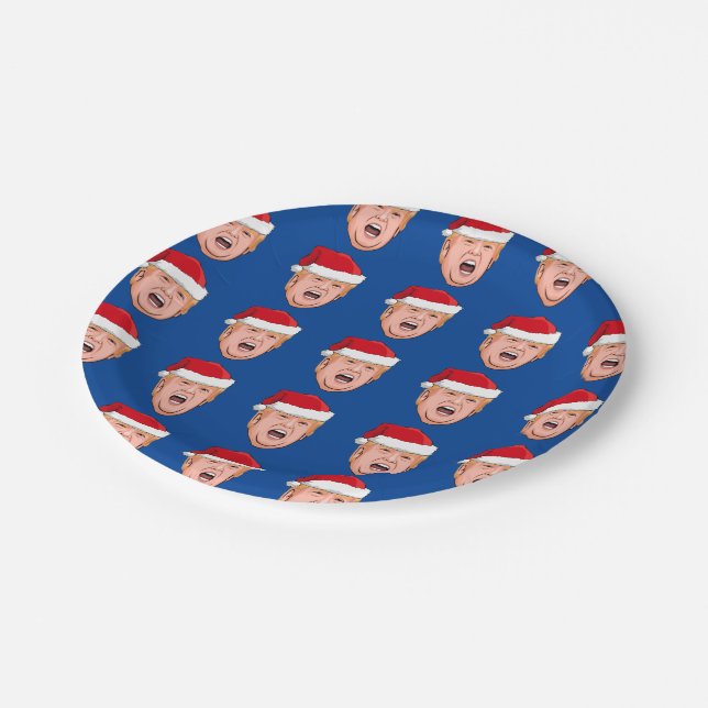Angry Donald Trump Christmas Paper Plate (Angled)