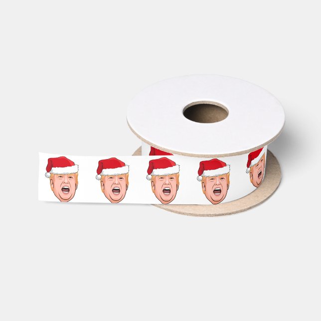 Angry Donald Trump Christmas Satin Ribbon (Spool)