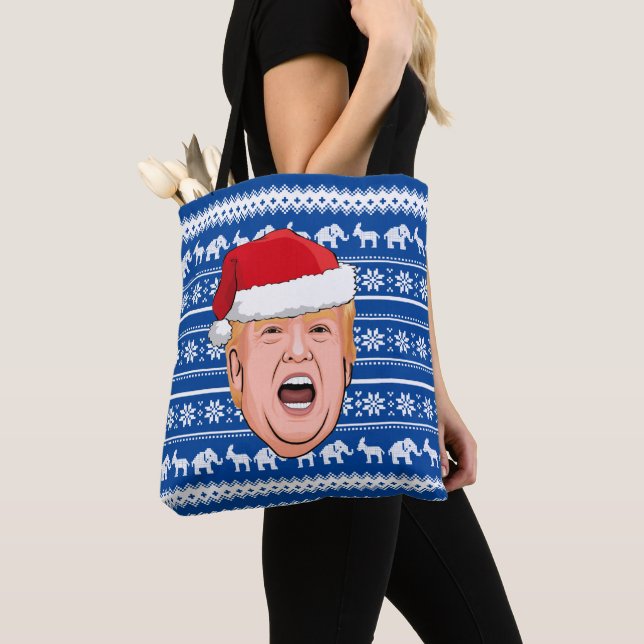 Angry Donald Trump Christmas Tote Bag (Close Up)