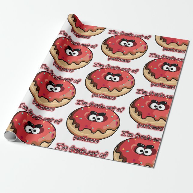 Angry Donut: Fresh out of patience Wrapping Paper (Unrolled)