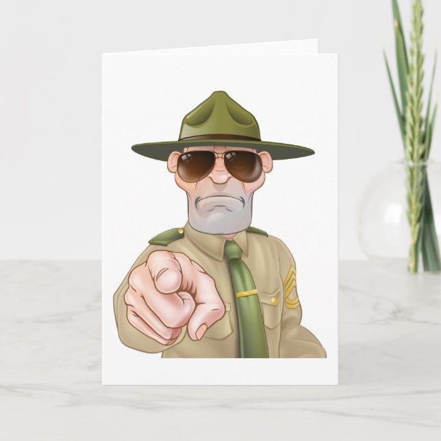 Angry Drill Sergeant Pointing Card (Front)